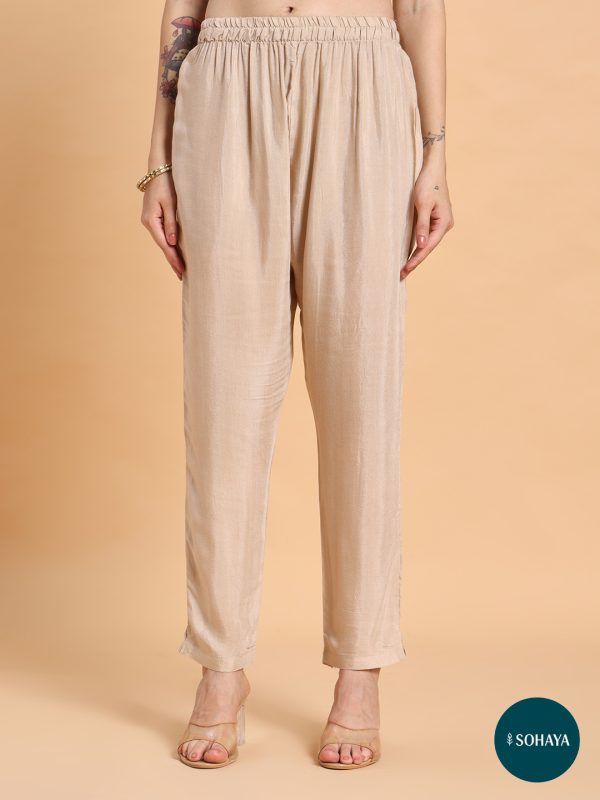 Anaya Peackock Print Floral Suit Set Beige