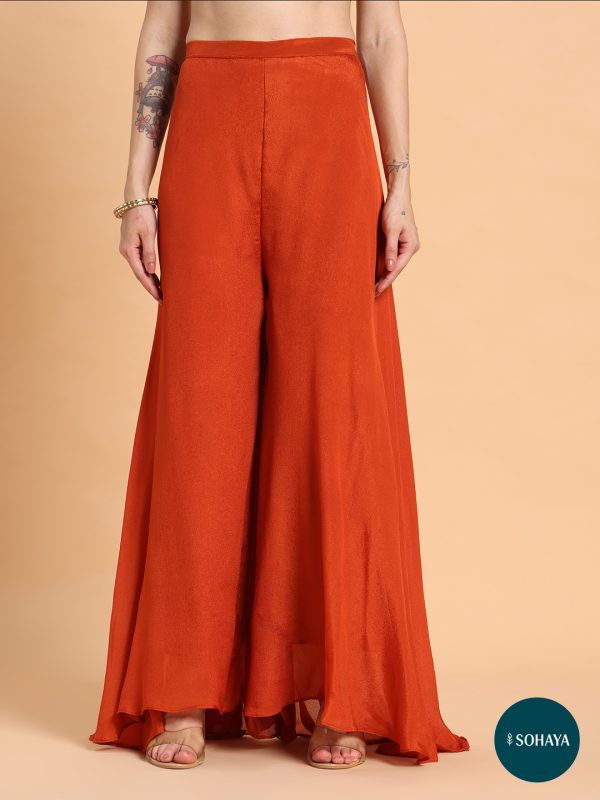 Sehnai Rust Emroidered Three Piece Set Rust