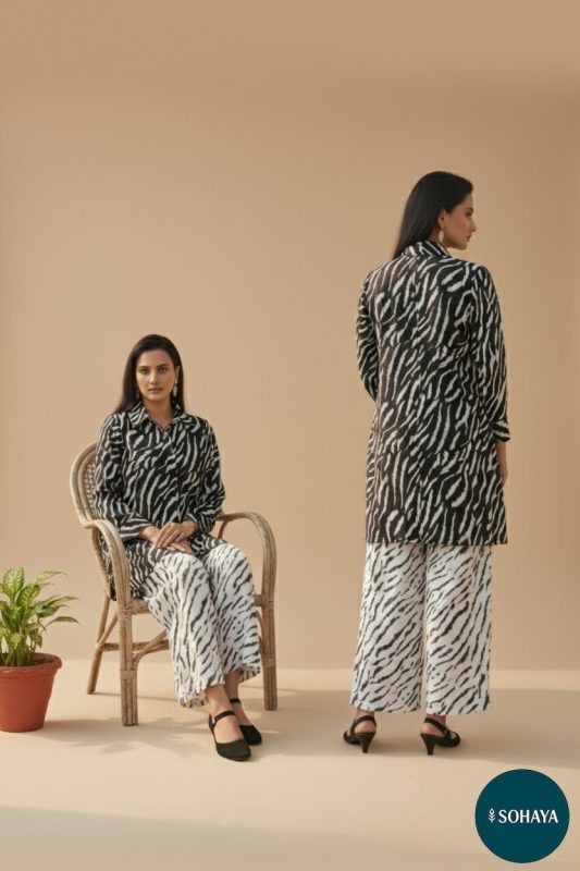 Sarovar Tie Die Fabric Black Coord Set Black