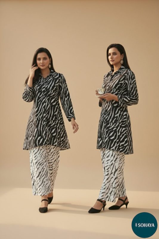 Sarovar Tie Die Fabric Black Coord Set Black