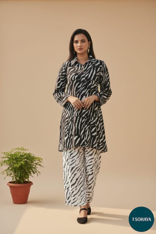 Sarovar Tie Die Fabric Black Coord Set Black