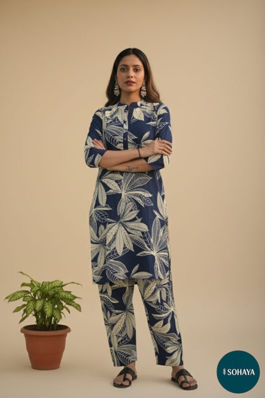 Istri Blue Printed Cotton Coord Set Blue