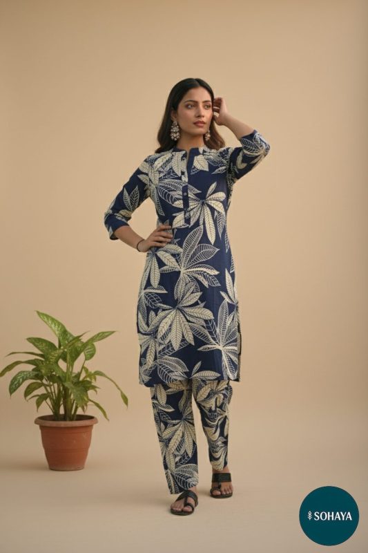 Istri Blue Printed Cotton Coord Set Blue