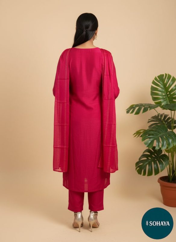 Mumtaz Gotta Patti Emroidered Suit Set Rani Pink