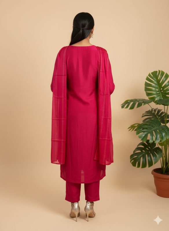 Mumtaz Gotta Patti Emroidered Suit Set Rani Pink